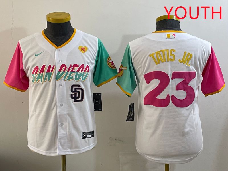 Youth San Diego Padres #23 Tatis jr White City Edition 2025 Nike MLB Jersey style 11